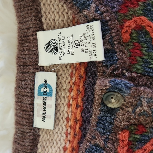 Vintage Paul Harris Designs Vintage Wool Cardigan Size XL. - Picture 3 of 9